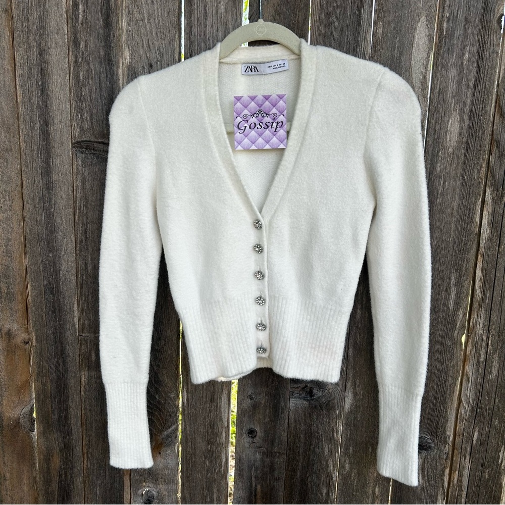 Zara Soft White Cardigan Size S